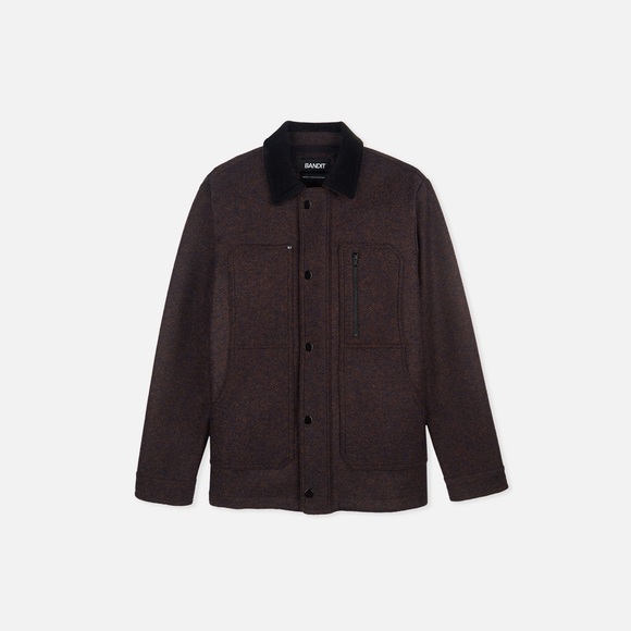 Bandit Running THE OFF TRACK HERRINGBONE WOOL JACKET UNISEX - DEEP AMBER BROWN